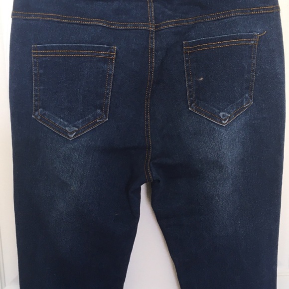 JVINI Pull On Flat Front Blue Denim Ripped Jeans Jegging - Picture 7 of 10